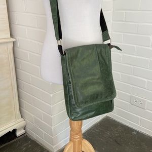 womens boho green leather adjustable crossbody bag purse